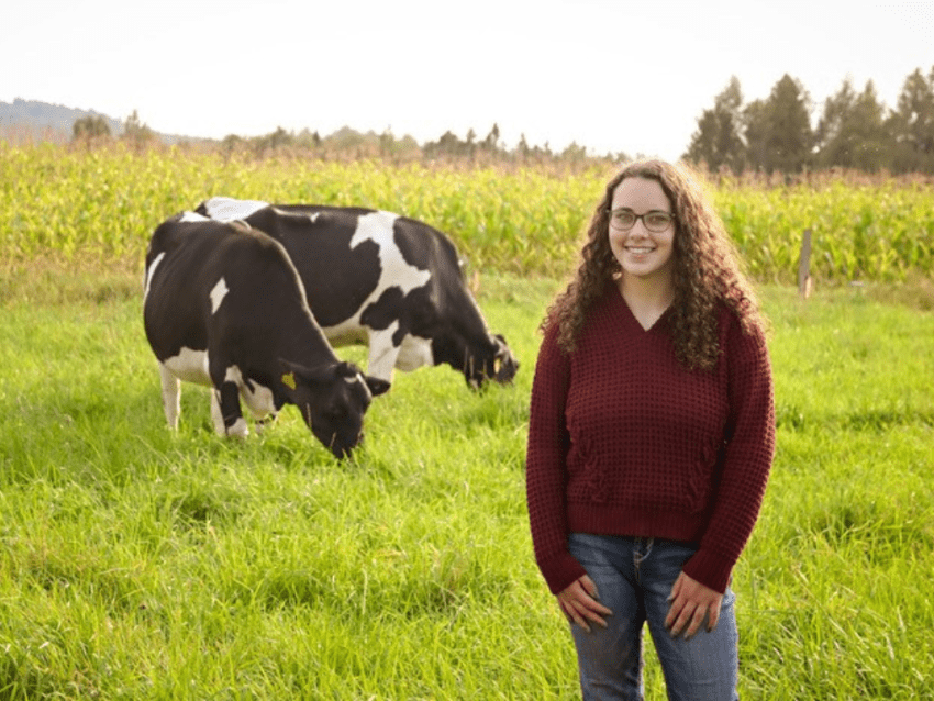 Lizzie Vaughan with cows